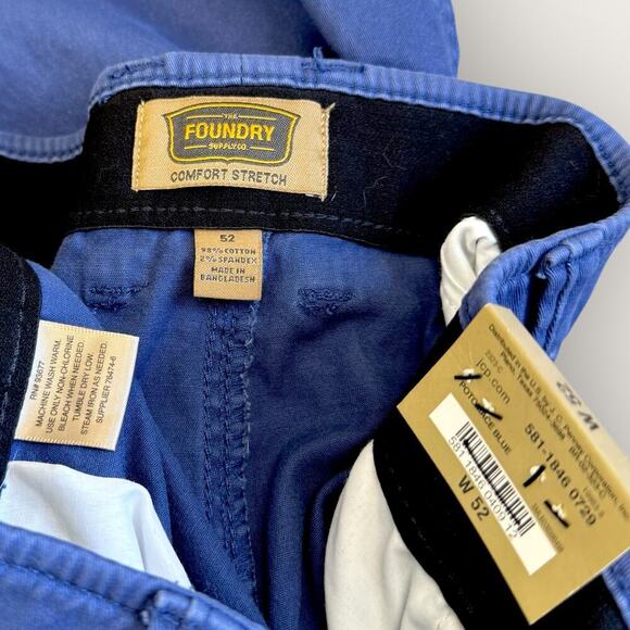 Foundry Casual Comfort Stretch Chino Shorts Classic Flat Front Men Size 52 Blue - Picture 15 of 15